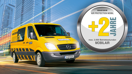 Garanție extinsă cu plus doi ani pentru compresoarele mobile MOBILAIR de la Kaeser Kompressoren.