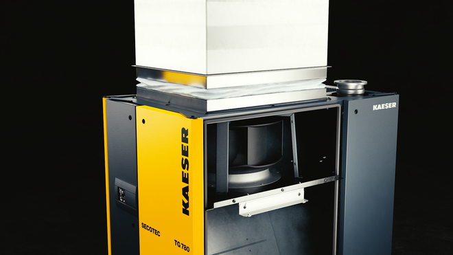 Inovația noului uscător cu refrigerare SECOTEC este ventilatorul radial.